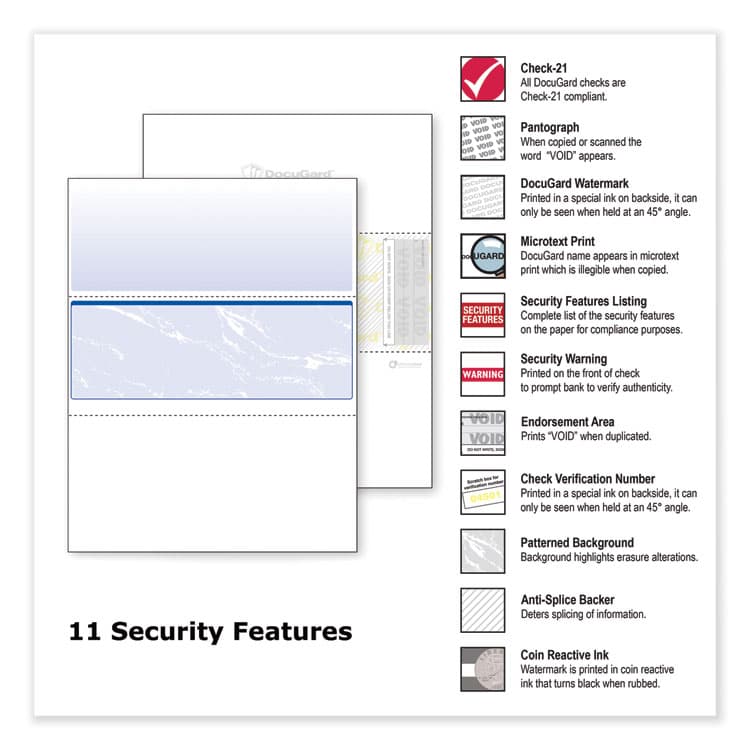 PARIS CORPORATION Standard Security Check, 11 Features, 8.5 x 11, Blue Marble Middle, 500/Ream (PRB04509) thumbnail 4