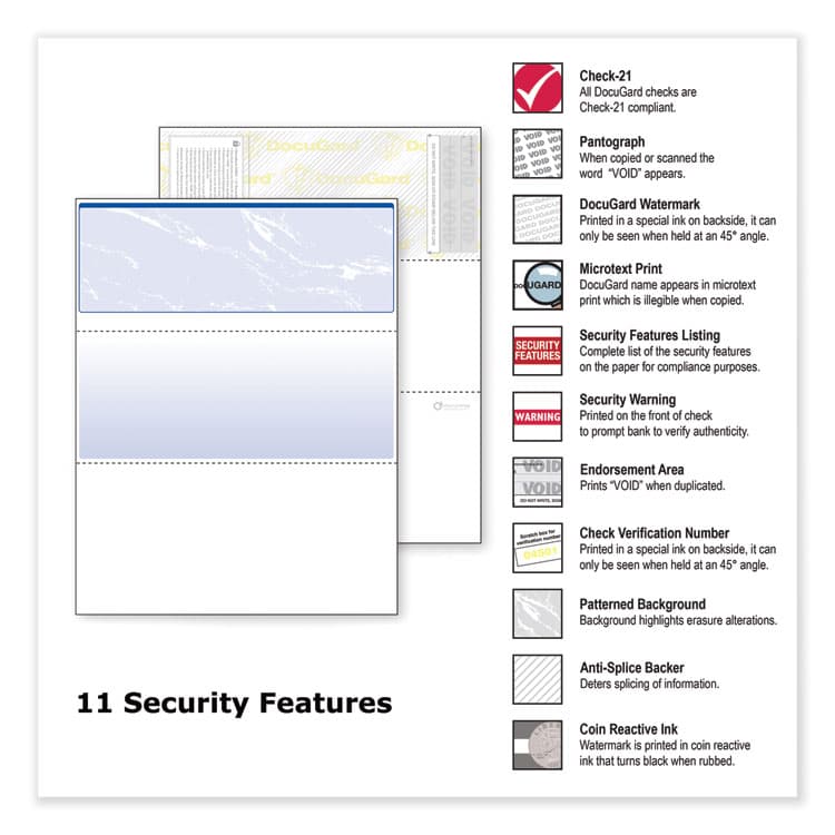 PARIS CORPORATION Security Business Checks, 11 Features, 8.5 x 11, Blue Marble Top, 500/Ream (PRB04501) thumbnail 3