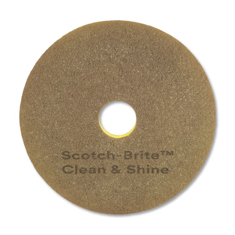 3M/COMMERCIAL TAPE DIV. Clean and Shine Pad, 17" Diameter, Brown/Yellow, 5/Carton (MMM09544)