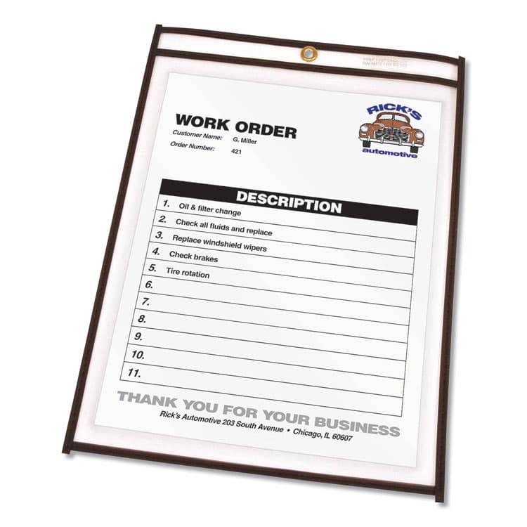 C-LINE PRODUCTS, Stitched Shop Ticket Holders, Super Heavy-Duty, Top Load 8.5 x 11 Insert, Clear Front, Black Border, 25/Box (CLI46911) thumbnail 2