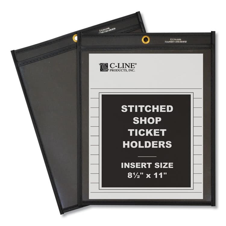 C-LINE PRODUCTS, Stitched Shop Ticket Holders, Super Heavy-Duty, 8.5 x 11 Insert, Clear Front, Black Pressboard Back, Black Border, 25/Box (CLI45911) thumbnail 2