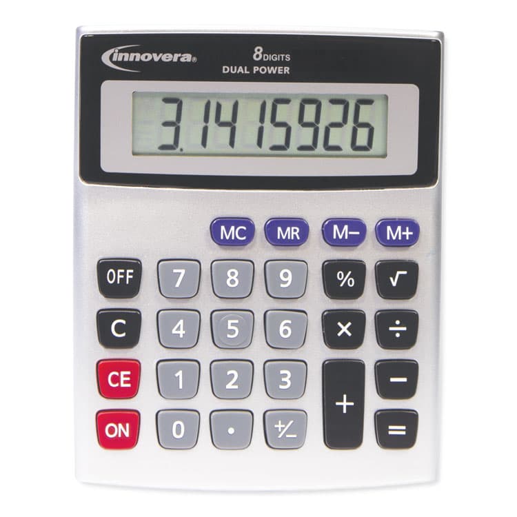 INNOVERA 15927 Desktop Calculator, Dual Power, 8-Digit LCD (IVR15927) thumbnail 2