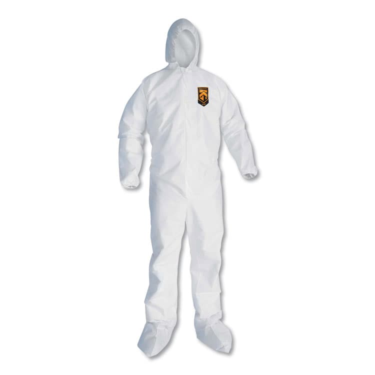 KIMBERLY-CLARK PROFESSIONAL A20 Elastic Back and Ankle Hood and Boot Coveralls, X-Large, White, 24/Carton (ANS49124)