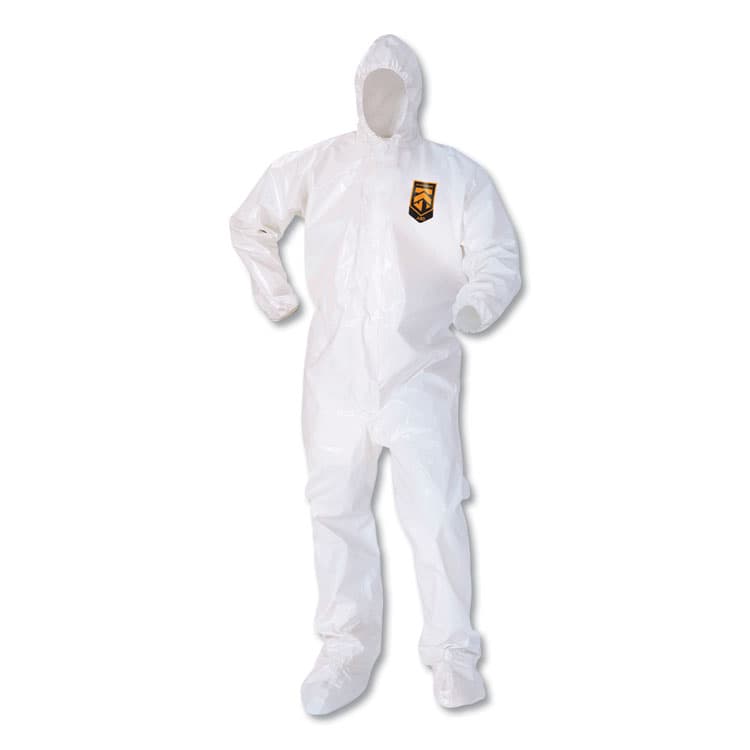 KIMBERLY-CLARK PROFESSIONAL A80 Coveralls with Head/Foot Covering, Saranex 23-P/Cloth, 4X-Large, White, 10/Carton (ANS45667)