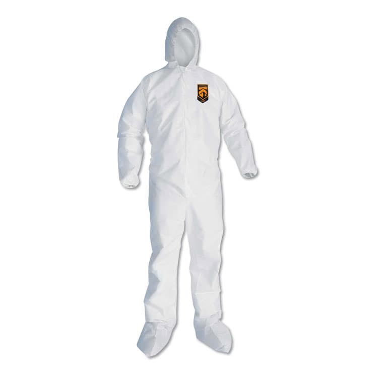 KIMBERLY-CLARK PROFESSIONAL A30 Elastic Back and Cuff Hooded/Boots Coveralls, XL, White, 25/Carton (ANS46124)