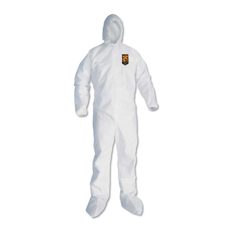 KIMBERLY-CLARK PROFESSIONAL A30 Elastic Back and Cuff Hooded/Boots Coveralls, 3XL, White 21/Carton (ANS46126)