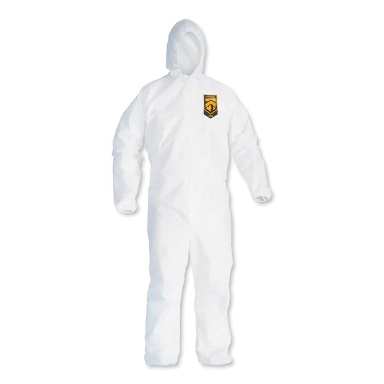 KIMBERLY-CLARK PROFESSIONAL A30 Elastic Back and Cuff Hooded Coveralls, 3X-Large, White, 21/Carton (ANS46116)