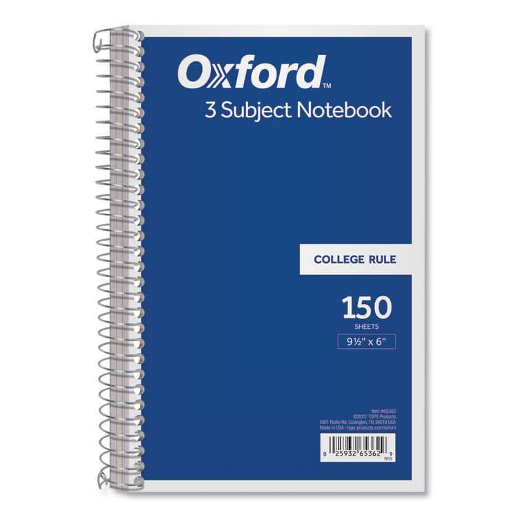 TOPS BUSINESS FORMS Coil-Lock Wirebound Notebook, 3-Subject, Medium/College Rule, Randomly Assorted Cover Color, (150) 9.5 x 6 Sheets (TOP65362)