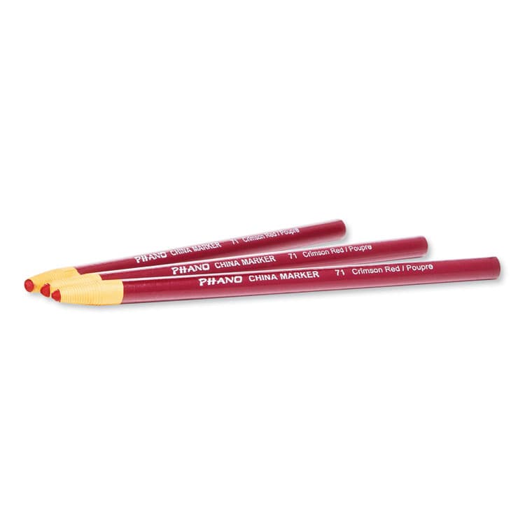 DIXON TICONDEROGA CO. China Marker, 0.3" x 7", Crimson Red, Dozen (DIX000710002) thumbnail 2
