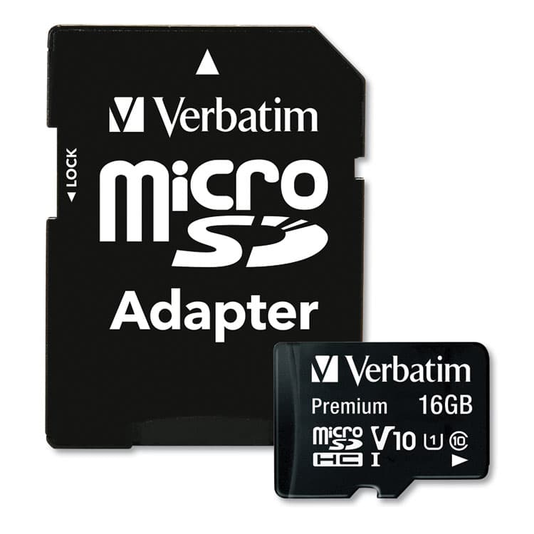 VERBATIM CORPORATION 16GB Premium microSDHC Memory Card with Adapter, UHS-I V10 U1 Class 10, Up to 80MB/s Read Speed (VER44082)