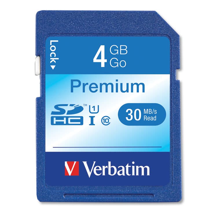 VERBATIM CORPORATION 4GB Premium SDHC Memory Card, UHS-I U1 Class 10, Up to 30MB/s Read Speed (VER96171)