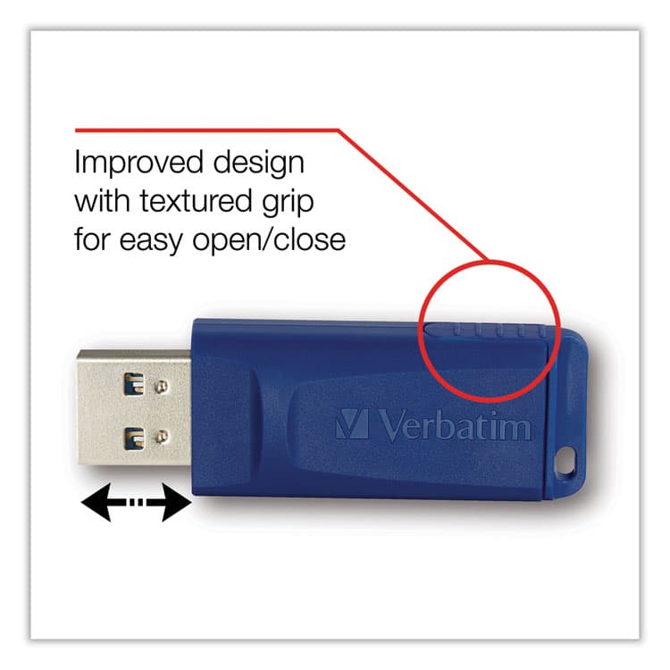 VERBATIM CORPORATION Classic USB 2.0 Flash Drive, 64 GB, Blue (VER98658) thumbnail 2