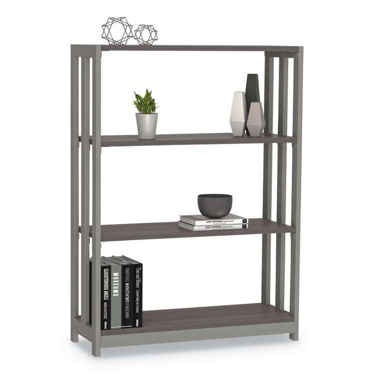 LINEA ITALIA Trento Line Bookcase, Three-Shelf, 31.5w x 11.63d x 43.25h, Mocha (LITTR735MOC) thumbnail 2