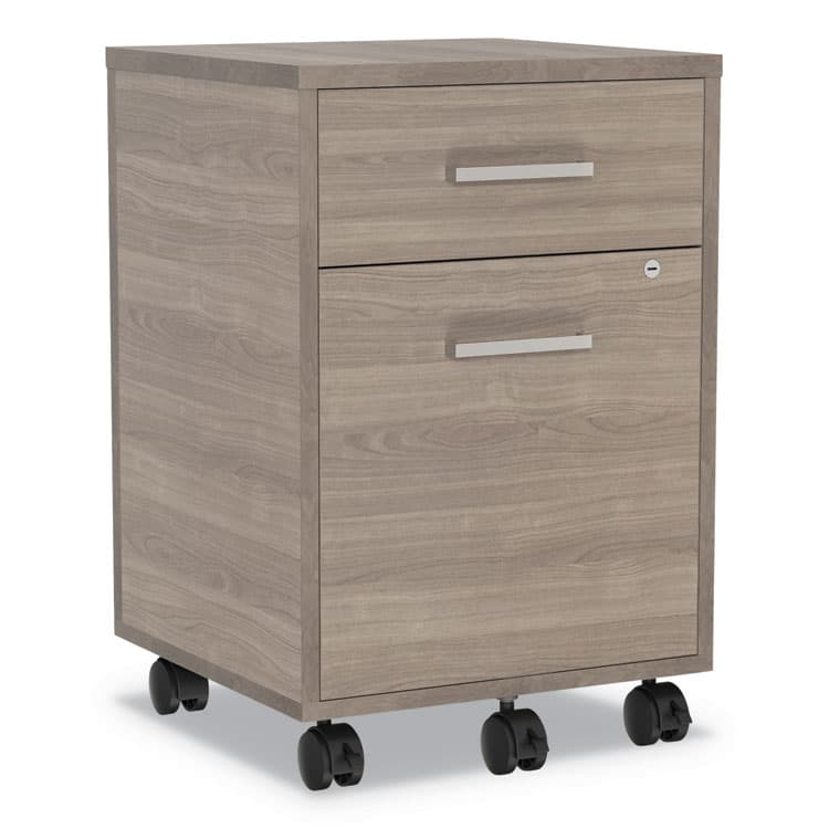 LINEA ITALIA Urban Mobile File Pedestal, Left or Right, 2-Drawers: Box/File, Legal/A4, Natural Walnut, 16" x 15.25" x 23.75" (LITUR610NW) thumbnail 2