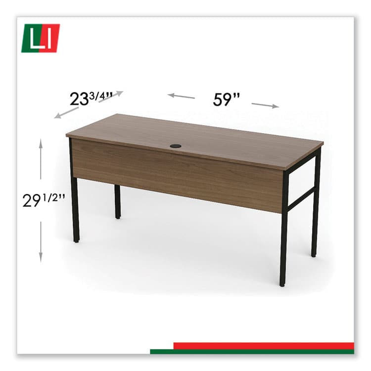 LINEA ITALIA Urban Series Desk Workstation, 59" x 23.75" x 29.5", Natural Walnut (LITUR601NW) thumbnail 3