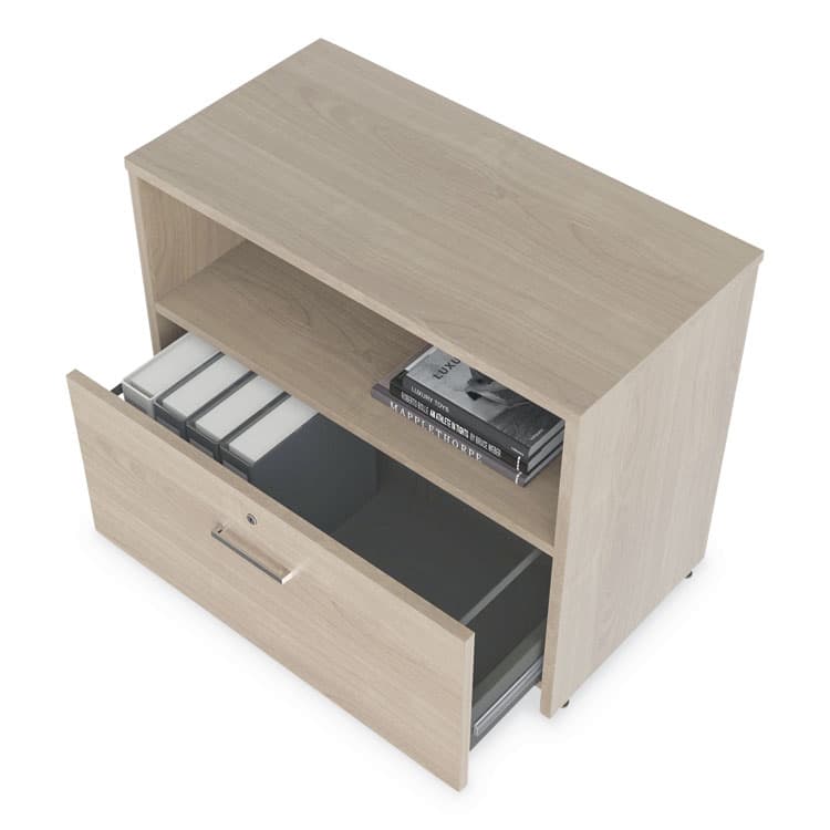 LINEA ITALIA Urban Series Cabinet Credenza Pedestal with Lateral File, 35.25w x 15.25d x 23.75h, Natural Walnut (LITUR604NW) thumbnail 4