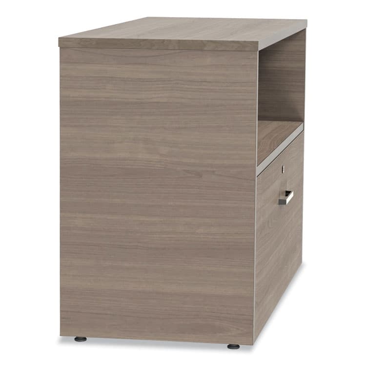 LINEA ITALIA Urban Series Cabinet Credenza Pedestal with Lateral File, 35.25w x 15.25d x 23.75h, Natural Walnut (LITUR604NW) thumbnail 2
