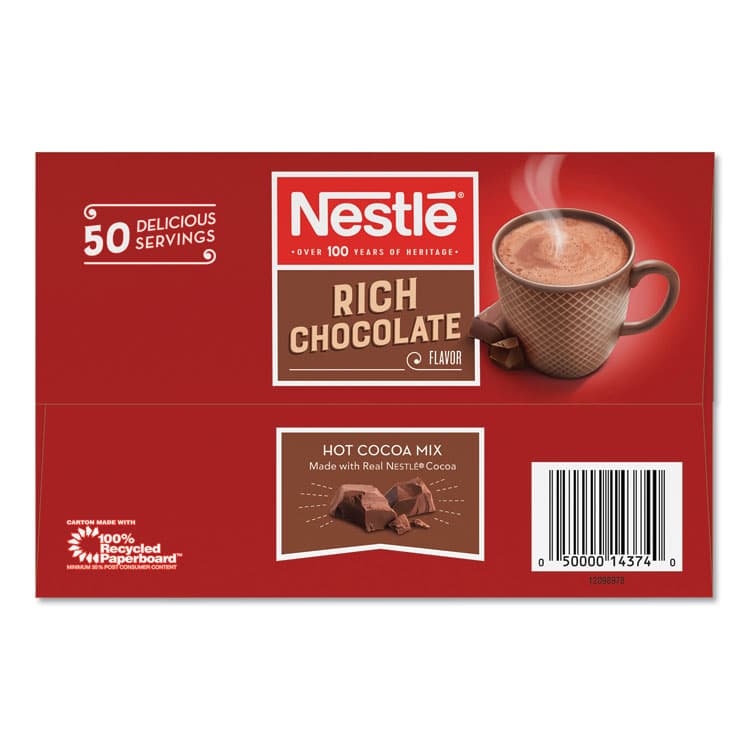 NESTLE Hot Cocoa Mix, Rich Chocolate, 0.71 oz Packets, 50/Box, 6 Box/Carton (NES25485CT) thumbnail 4