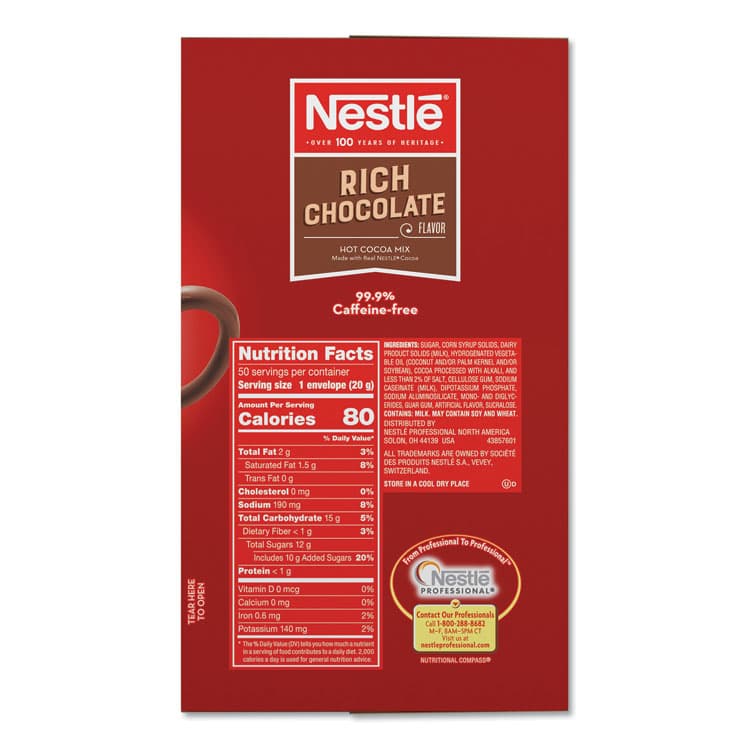 NESTLE Hot Cocoa Mix, Rich Chocolate, 0.71 oz Packets, 50/Box, 6 Box/Carton (NES25485CT) thumbnail 2