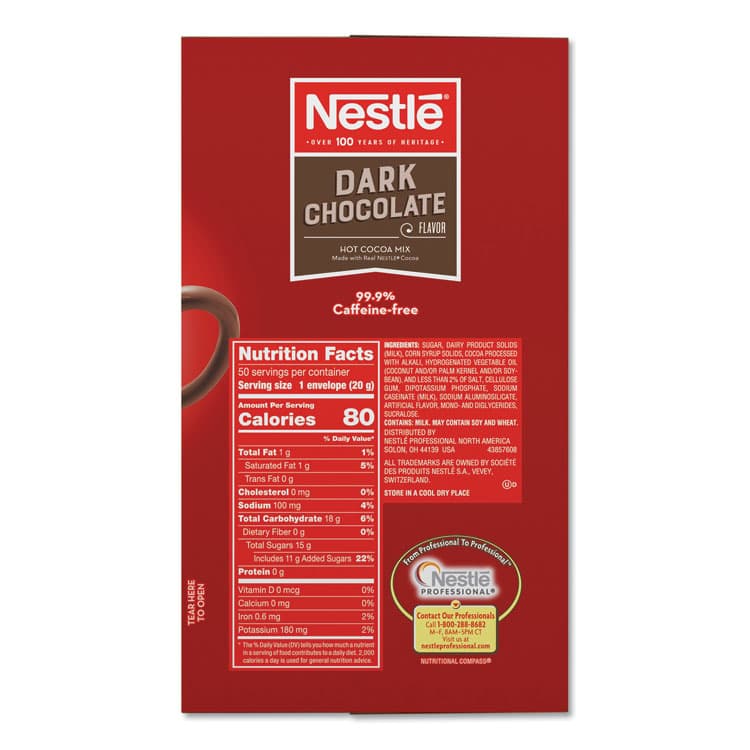 NESTLE Hot Cocoa Mix, Dark Chocolate, 0.71 oz, 50/Box (NES70060) thumbnail 3