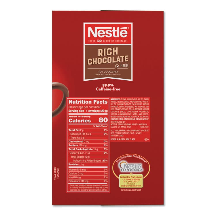 NESTLE Hot Cocoa Mix, Rich Chocolate, .71oz, 50/Box (NES25485) thumbnail 2