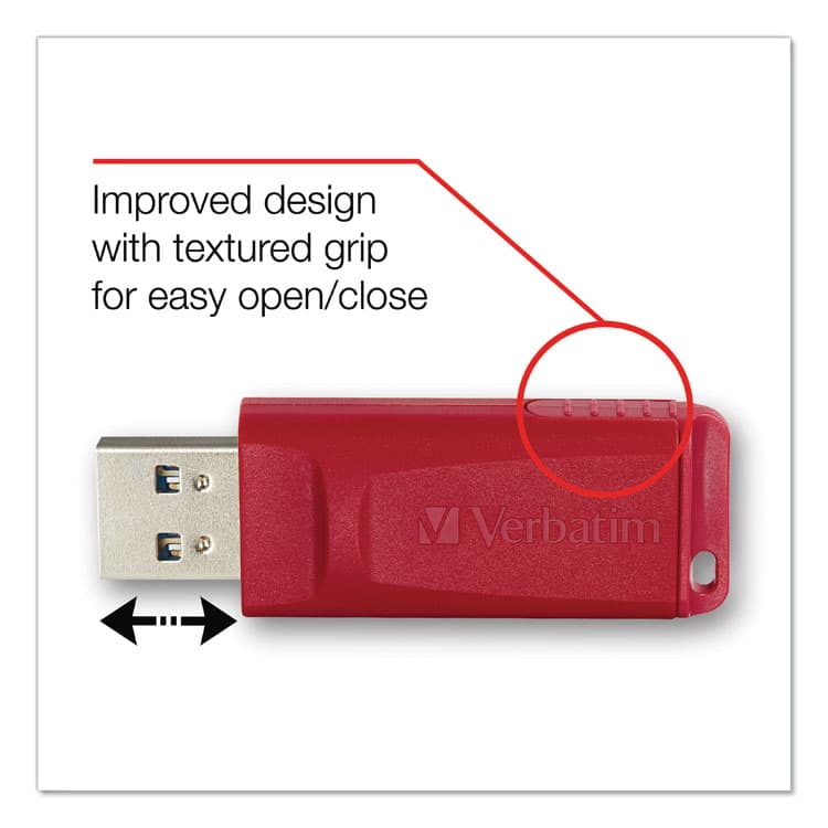VERBATIM CORPORATION Store 'n' Go USB Flash Drive, 64 GB, Red (VER97005) thumbnail 2