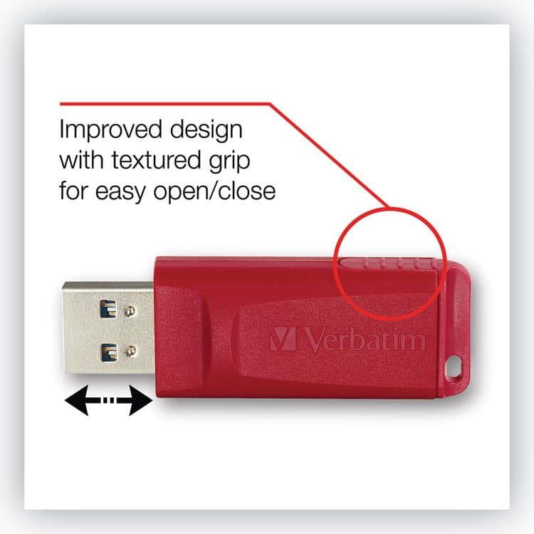 VERBATIM CORPORATION Store n Go USB Flash Drive, 16 GB, Red (VER96317) thumbnail 2