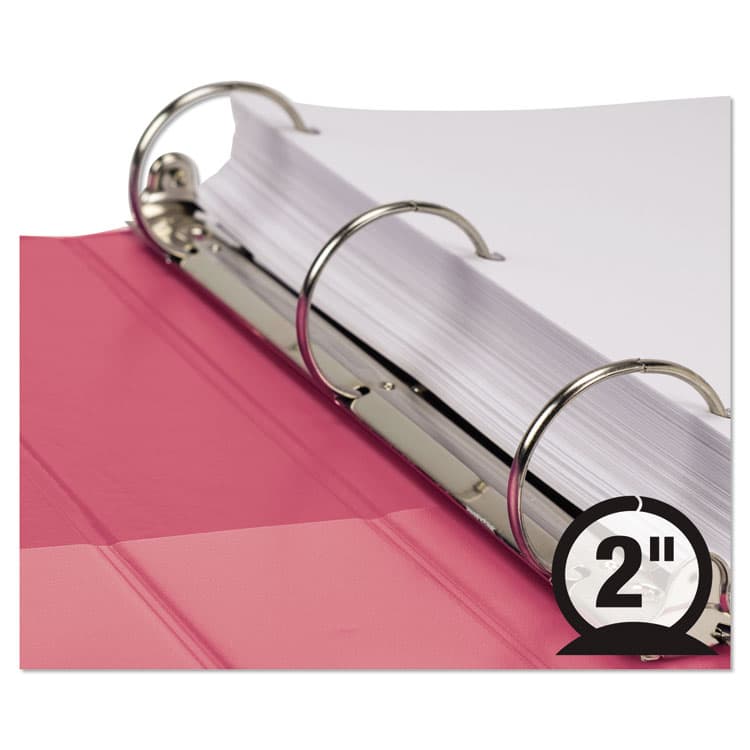 SAMSILL CORPORATION Earth's Choice Plant-Based Durable Fashion View Binder, 3 Rings, 2" Capacity, 11 x 8.5, Berry, 2/Pack (SAMU86676) thumbnail 3