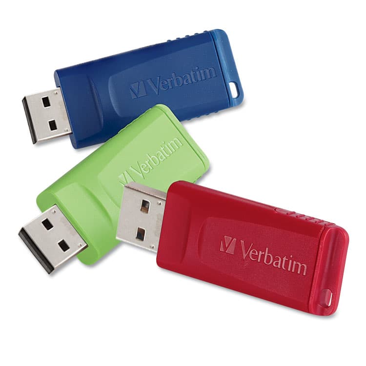 VERBATIM CORPORATION Store 'n' Go USB Flash Drive, 32 GB, Assorted Colors, 3/Pack (VER99811)