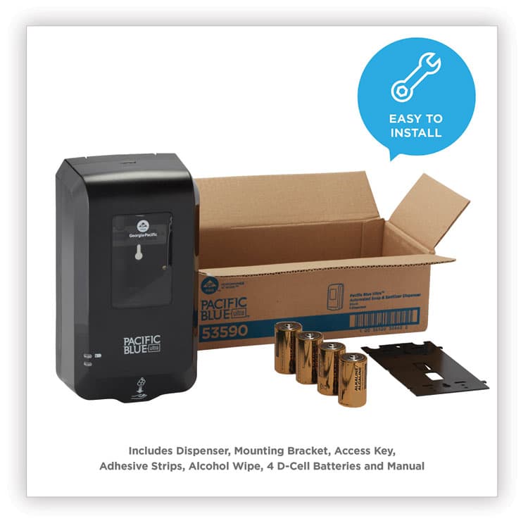 GEORGIA PACIFIC Pacific Blue Ultra Automated Touchless Soap/Sanitizer Dispenser, 1,000 mL, 6.54 x 11.72 x 4, Black (GPC53590) thumbnail 4