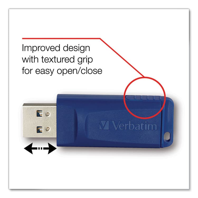 VERBATIM CORPORATION Classic USB 2.0 Flash Drive, 16 GB, Blue, 5/Pack (VER99810) thumbnail 3
