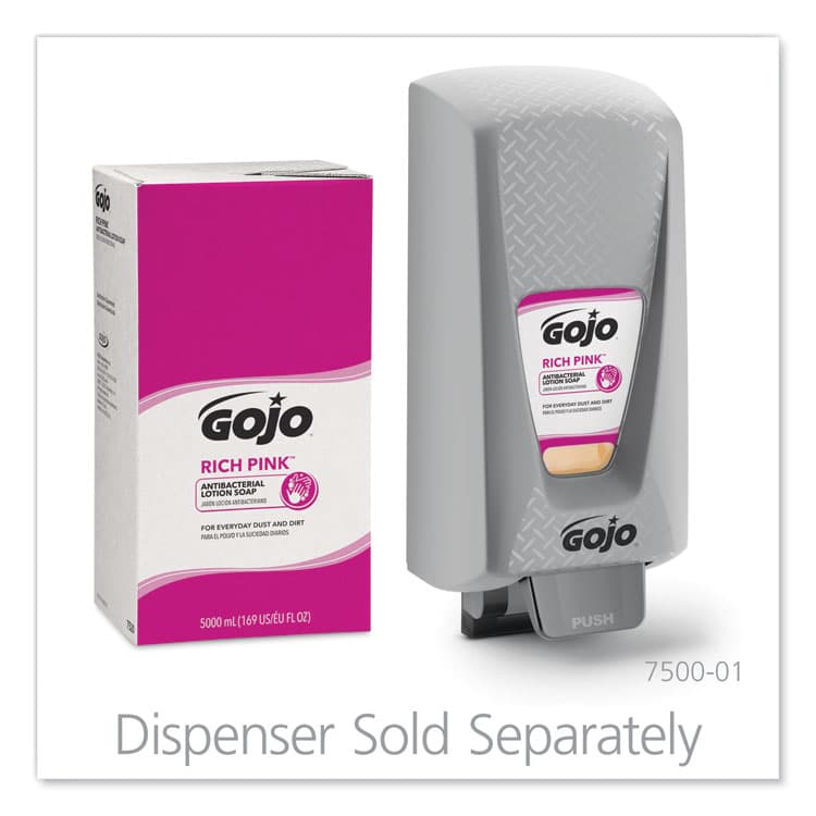 GO-JO INDUSTRIES RICH PINK Antibacterial Lotion Soap Refill, Floral Scent, 5,000 mL, 2/Carton (GOJ7520) thumbnail 4