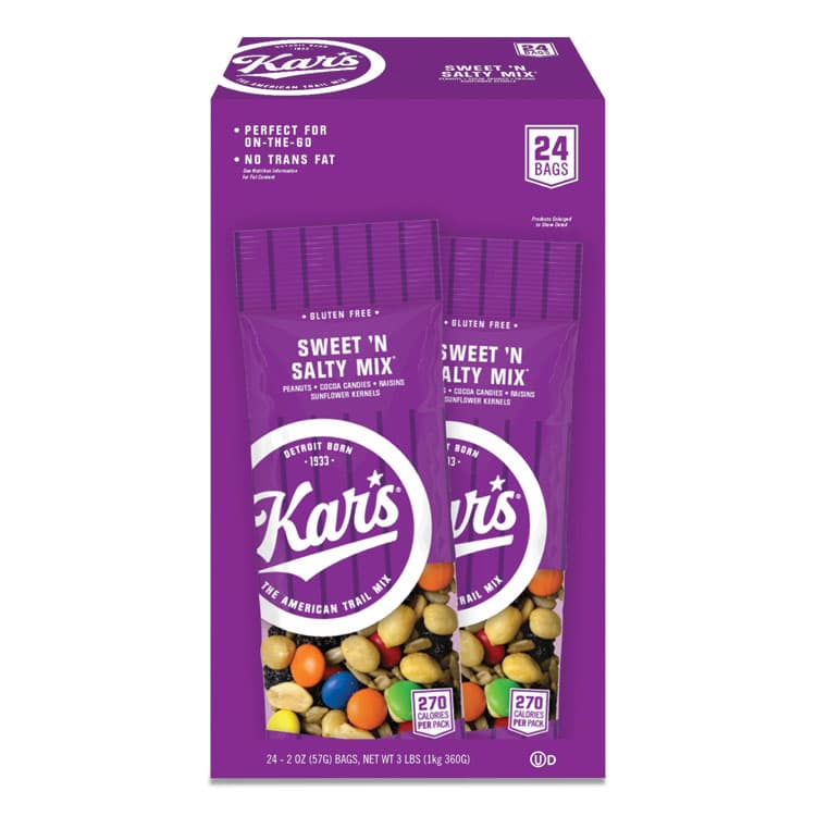 KAR'S NUTS Nuts Caddy, Sweet 'N Salty Mix, 2 oz Packets, 24/Box (AVTSN08387)