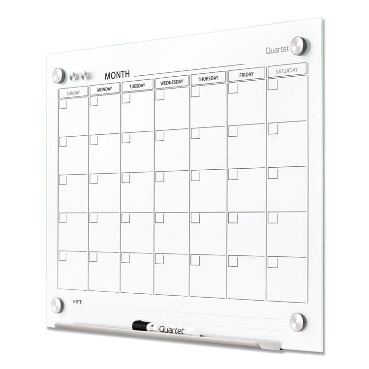 QUARTET MFG. Infinity Magnetic Glass Calendar Board, Monthly Planning/Scheduling, 24" x 18", White Surface (QRTGC2418F) thumbnail 2