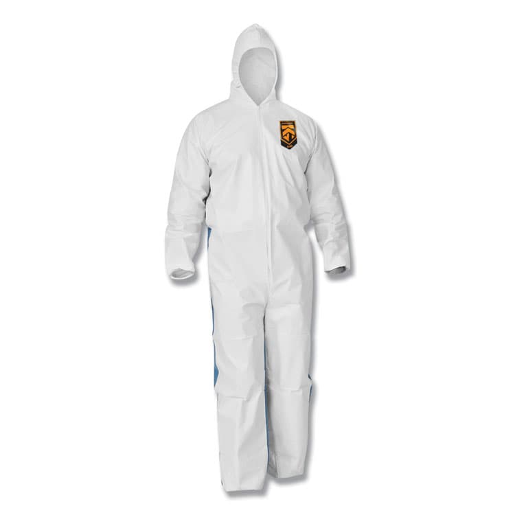 KIMBERLY-CLARK PROFESSIONAL A35 Liquid and Particle Protection Coveralls, Zipper Front, Hooded, Elastic Wrists and Ankles, Large, White, 25/Carton (ANS38938)