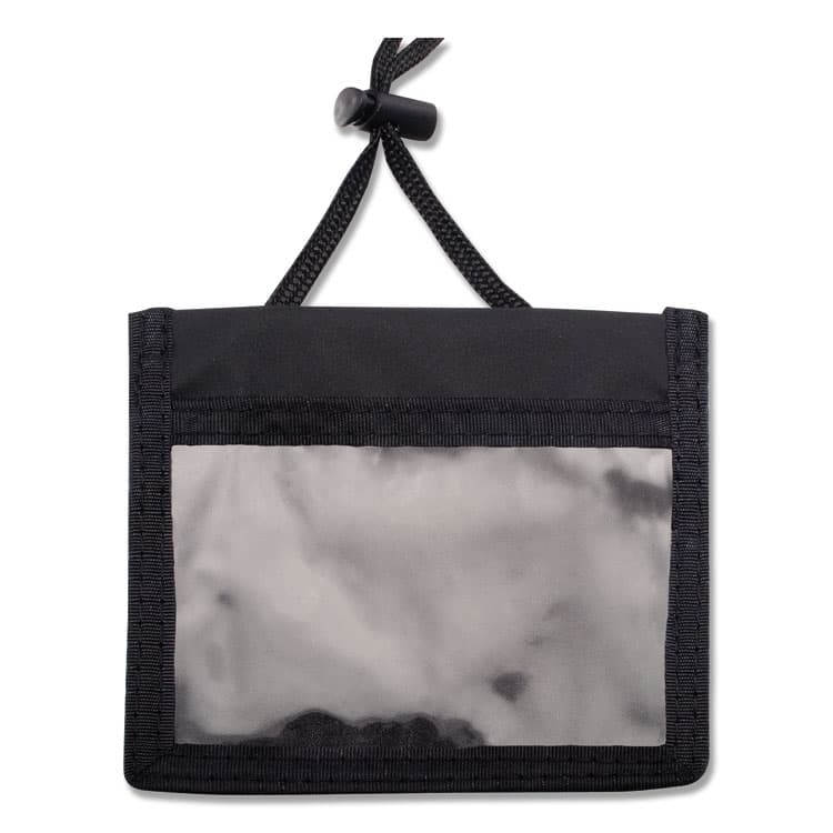 ADVANTUS CORPORATION ID Badge Holders with Convention Neck Pouch, Horizontal, Black/Clear 5" x 4.25" Holder, 2.75" x 4" Insert, 48" Cord, 12/Pack (AVT75452) thumbnail 3