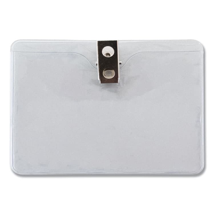 ADVANTUS CORPORATION ID Badge Holders with Clip, Horizontal, Clear 4.13" x 3.38" Holder, 3.75" x 2.75" Insert, 50/Pack (AVT75456) thumbnail 2