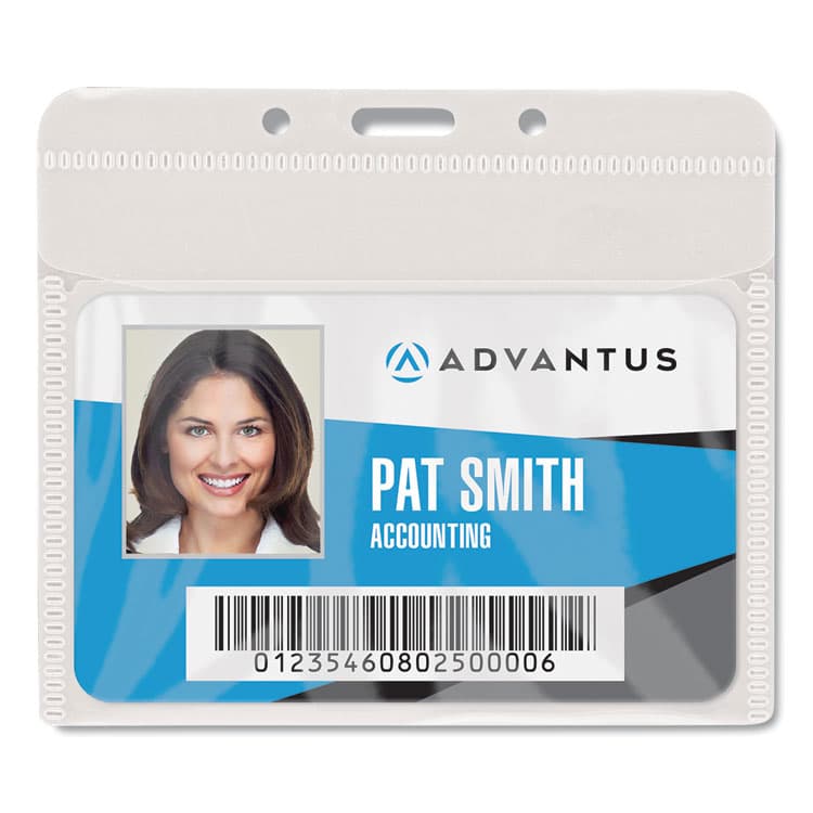 ADVANTUS CORPORATION PVC-Free Badge Holders, Horizontal, Clear 4.5" x 4" Holder, 4.13" x 3.25" Insert, 50/Pack (AVT75603) thumbnail 2