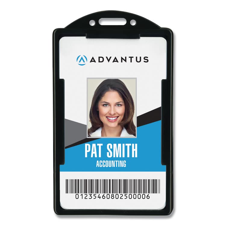 ADVANTUS CORPORATION ID Card Holders, Vertical, Black 2.38" x 3.68" Holder, 2.13" x 3.38" Insert, 25/Pack (AVT75657) thumbnail 3