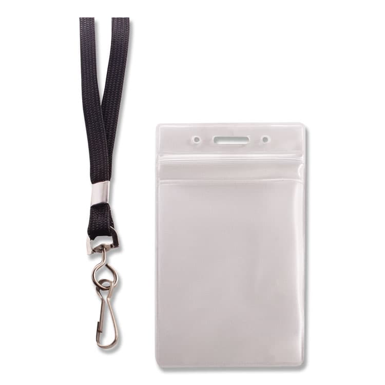 ADVANTUS CORPORATION Resealable Badge Holders Combo Pack, 36" Lanyard, Vertical, Transparent Frost 3.68" x 5" Holder, 2.38" x 3.75" Insert, 20/PK (AVT91131) thumbnail 3
