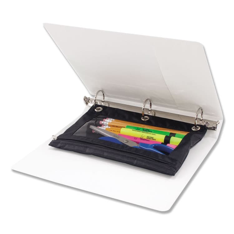 ADVANTUS CORPORATION Binder Pencil Pouch, 3-Hole Punched, 10" x 7.38", Black/Clear (AVT67024) thumbnail 2