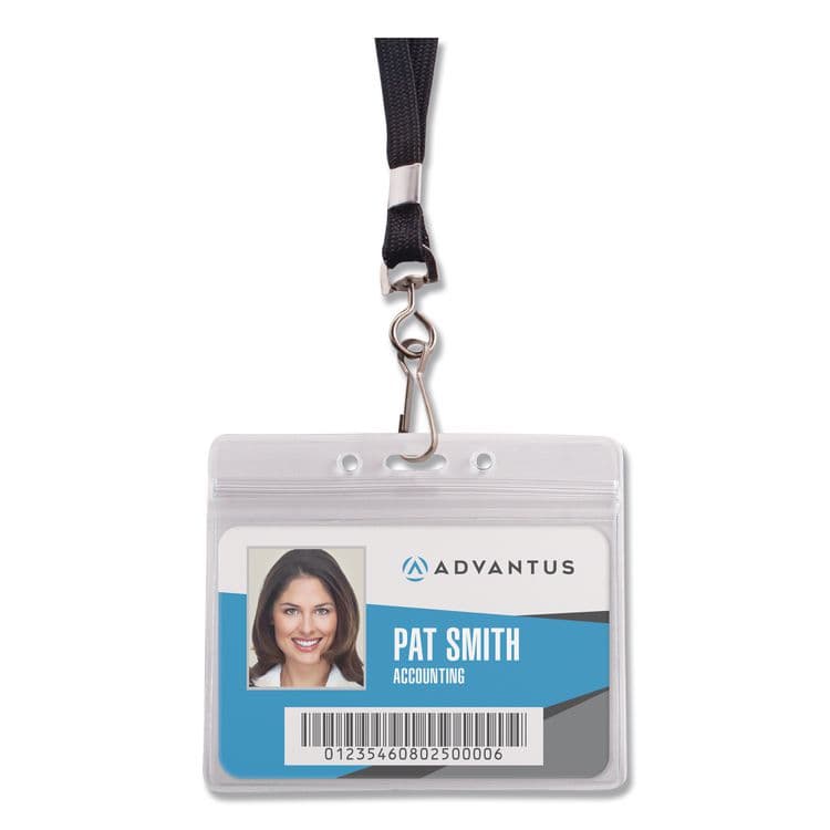 ADVANTUS CORPORATION Resealable Badge Holders Combo Pack with 36" Lanyard, Horizontal, Frost 4.13" x 3.75" Holder, 3.88" x 2.63" Insert, 20/Pack (AVT91132) thumbnail 2