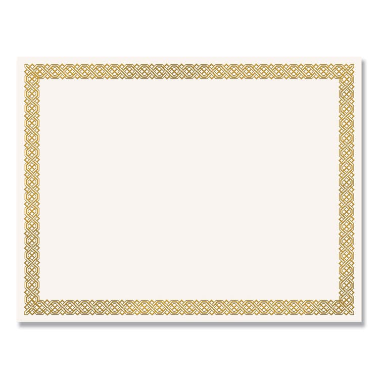 COSCO Foil Border Certificates, 8.5 x 11, Ivory/Gold with Braided Gold Border, 12/Pack (COS936060)
