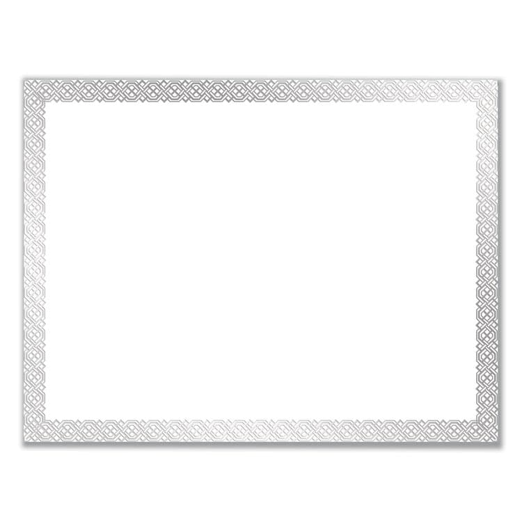 COSCO Foil Border Certificates, 8.5 x 11, White/Silver with Braided Silver Border,15/Pack (COS963027)