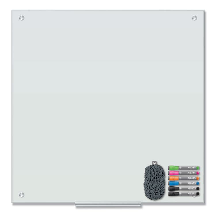 U BRANDS Magnetic Glass Dry Erase Board Value Pack, 36" x 36" (Actual Size: 35" x 35"), Frosted White Surface (UBR3971U0001)
