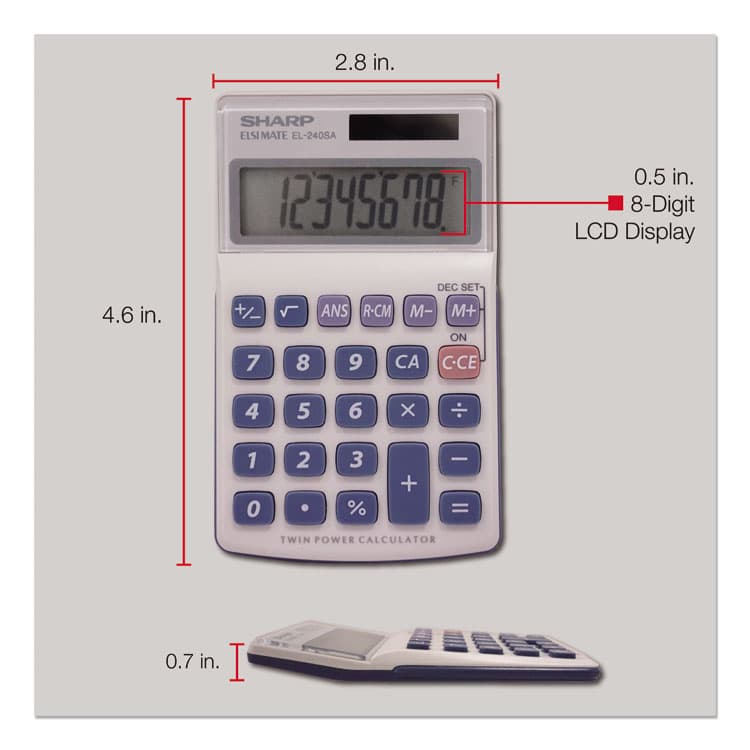 SHARP ELECTRONICS EL240SB Handheld Business Calculator, 8-Digit LCD (SHREL240SAB) thumbnail 3