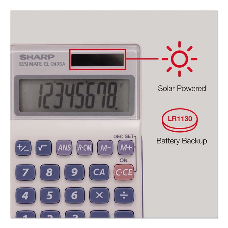 SHARP ELECTRONICS EL240SB Handheld Business Calculator, 8-Digit LCD (SHREL240SAB) thumbnail 4