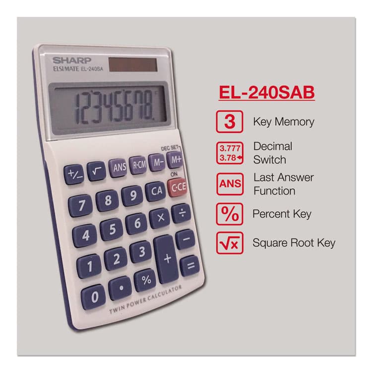 SHARP ELECTRONICS EL240SB Handheld Business Calculator, 8-Digit LCD (SHREL240SAB) thumbnail 2