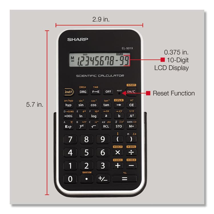 SHARP ELECTRONICS EL-501XBWH Scientific Calculator, 10-Digit LCD (SHREL501X2BWH) thumbnail 3