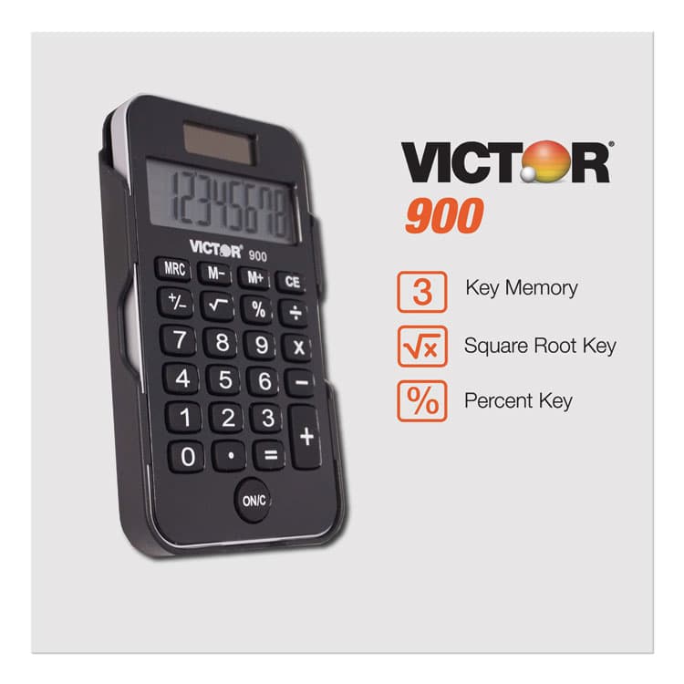 VICTOR TECHNOLOGY LLC 900 Antimicrobial Pocket Calculator, 8-Digit LCD (VCT900) thumbnail 2